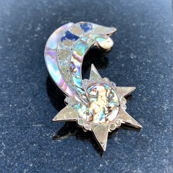 Beto Vintage Sterling Silver abalone Pin Shooting Star - Picture 2 of 10